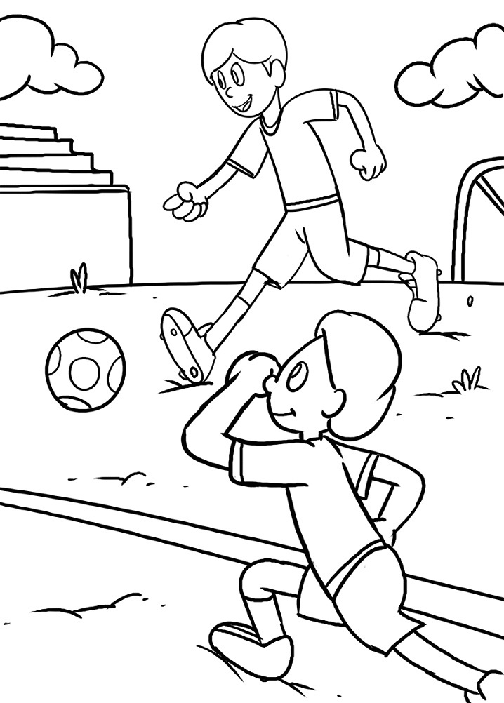 Tô màu 2 cầu thủ nhí 1 Tô màu 2 cầu thủ nhí cho bé tập tô