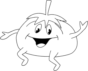 Tô màu anh cà chua vui nhộn dễ thương cho bé