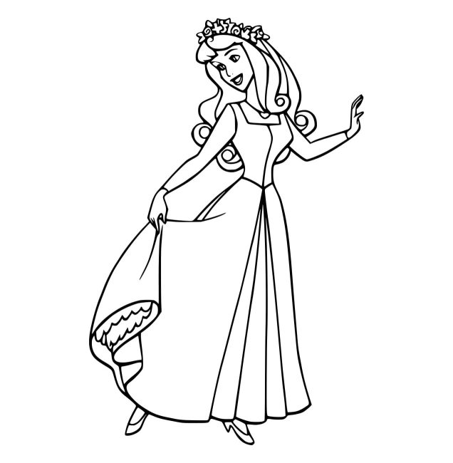 Tô màu Aurora Đội Vòng Hoa cho bé tập tô