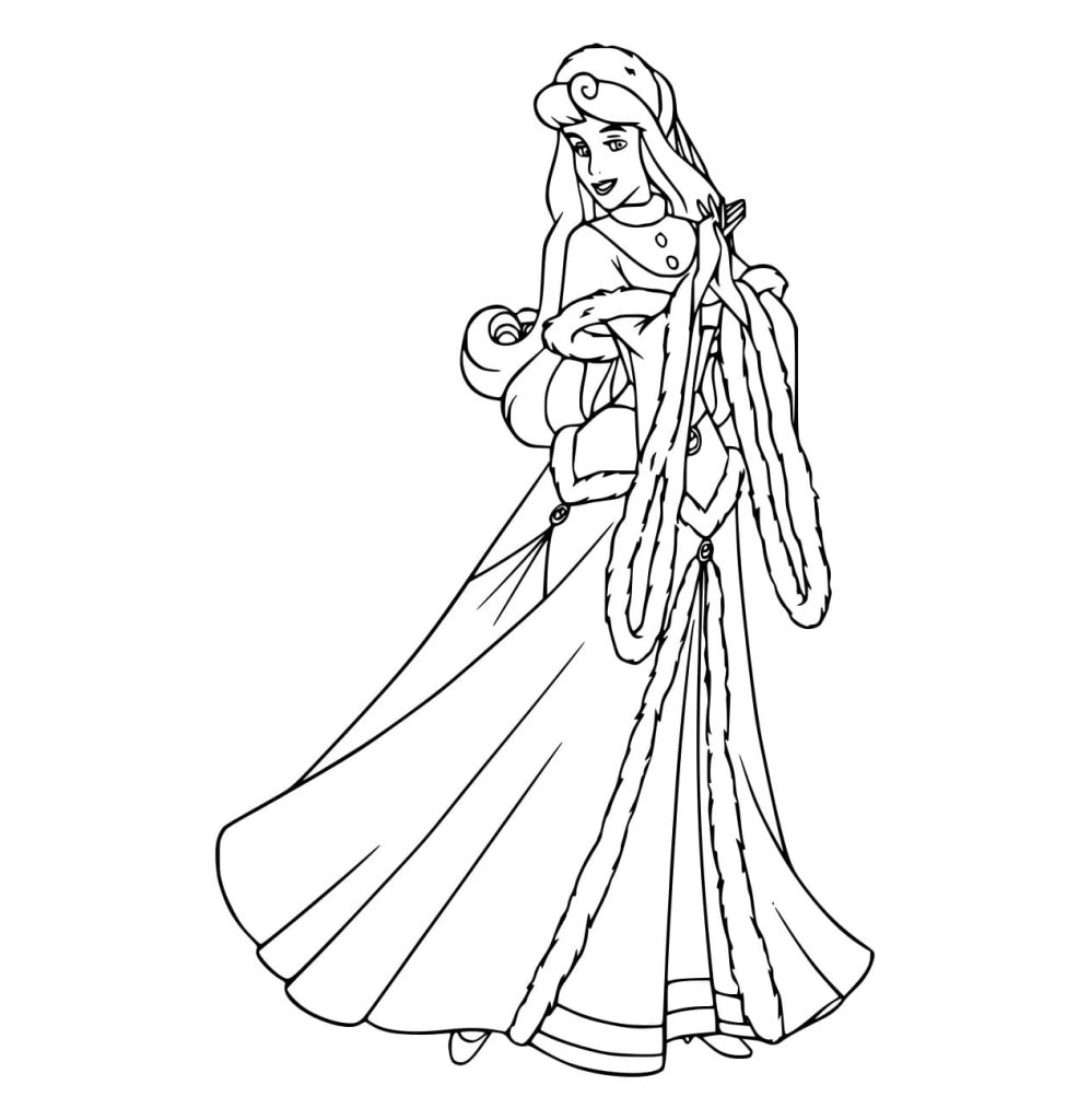 Tô màu Aurora Mặc Váy Mùa Đông 1 Tô màu Aurora Mặc Váy Mùa Đông dễ thương cho bé