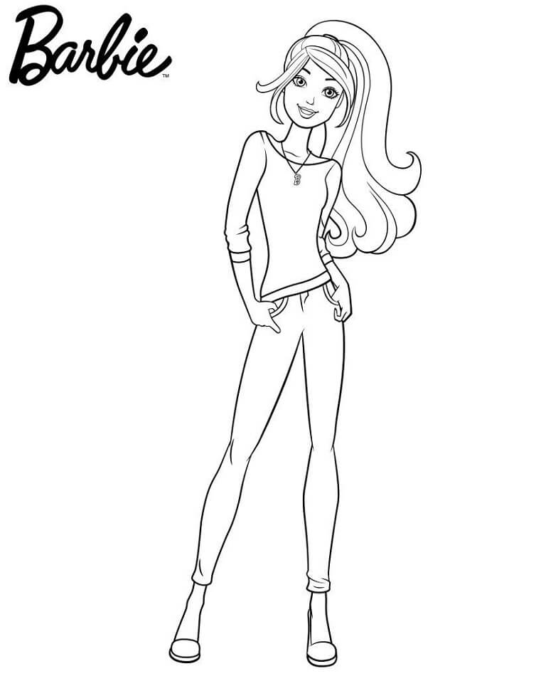 Tô màu Barbie Năng Động 1 Tô màu Barbie Năng Động dễ thương cho bé