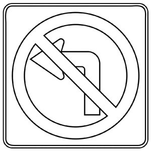 Tô màu Biển Báo Cấm Rẽ Trái dễ thương cho bé