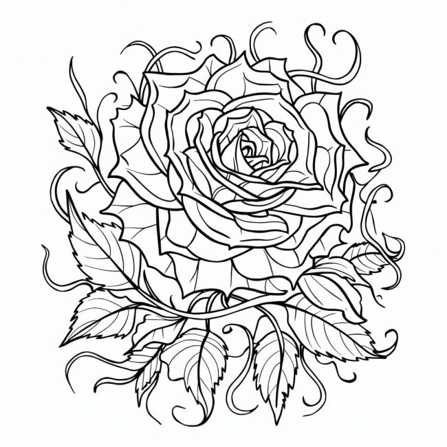 Tô màu Bông Hoa Hồng Lớn dễ thương cho bé