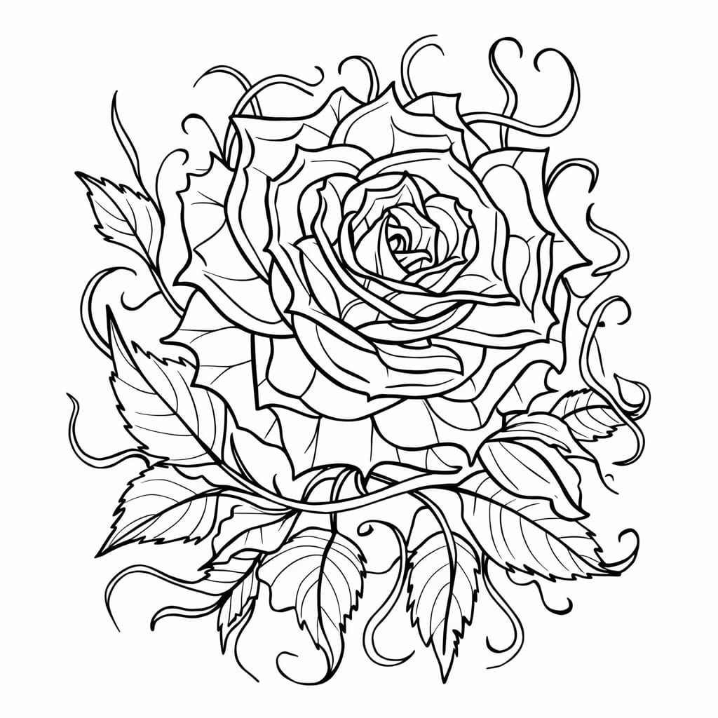 Tô màu Bông Hoa Hồng Lớn 1 Tô màu Bông Hoa Hồng Lớn dễ thương cho bé