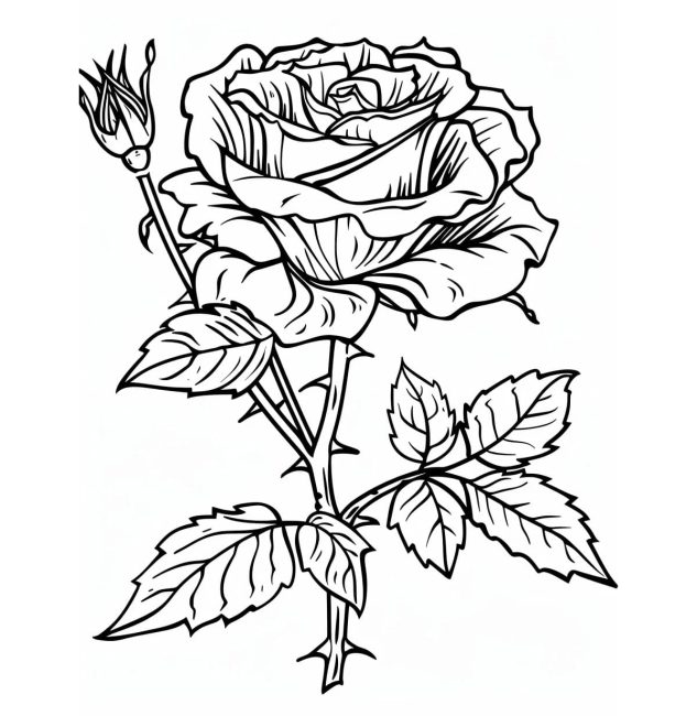 Tô màu Bông Hoa Hồng Và Nụ Hoa giúp bé rèn luyện khả năng tô màu