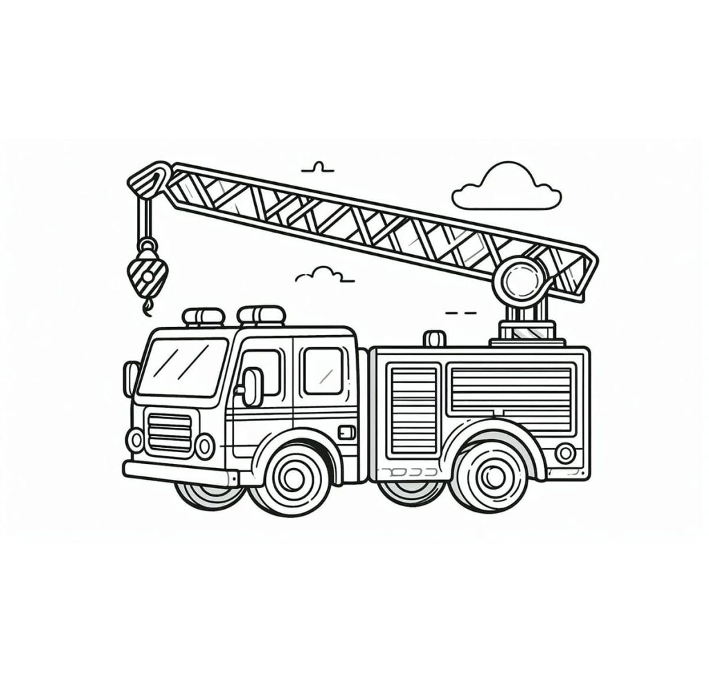 Tô màu Cần Cẩu Xe Cứu Hỏa 1 Tô màu Cần Cẩu Xe Cứu Hỏa giúp bé rèn luyện khả năng tô màu