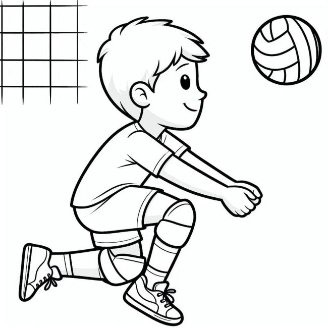 Tô màu Cậu Bé Chơi Bóng Chuyền giúp bé rèn luyện khả năng tô màu