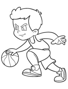 Tô màu cậu bé chơi bóng rổ dễ thương cho bé