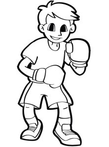 Tô màu cậu bé đấm bốc dễ thương cho bé
