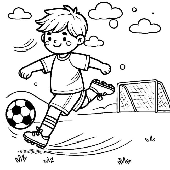 Tô màu Cậu Bé Dẫn Bóng dễ thương cho bé