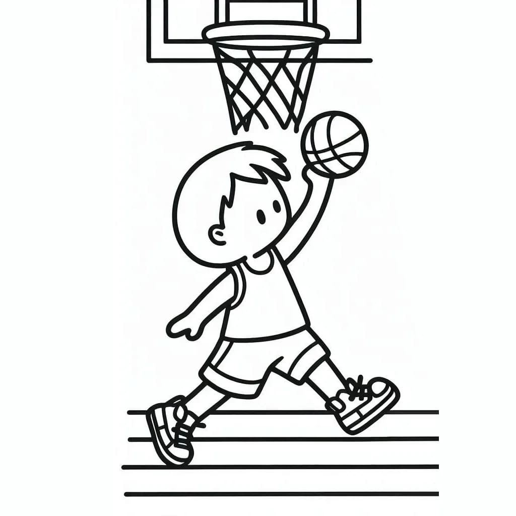 Tô màu Cậu Bé Ném Bóng Rổ 1 Tô màu Cậu Bé Ném Bóng Rổ dễ thương cho bé