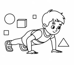 Tô màu Cậu Bé Tập Chống Đẩy giúp bé rèn luyện khả năng tô màu