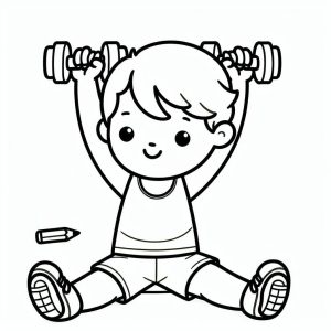 Tô màu Cậu Bé Tập Tạ cho bé tập tô