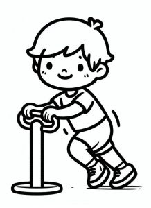 Tô màu Cậu Bé Tập Thể Dục Khỏe giúp bé rèn luyện khả năng tô màu