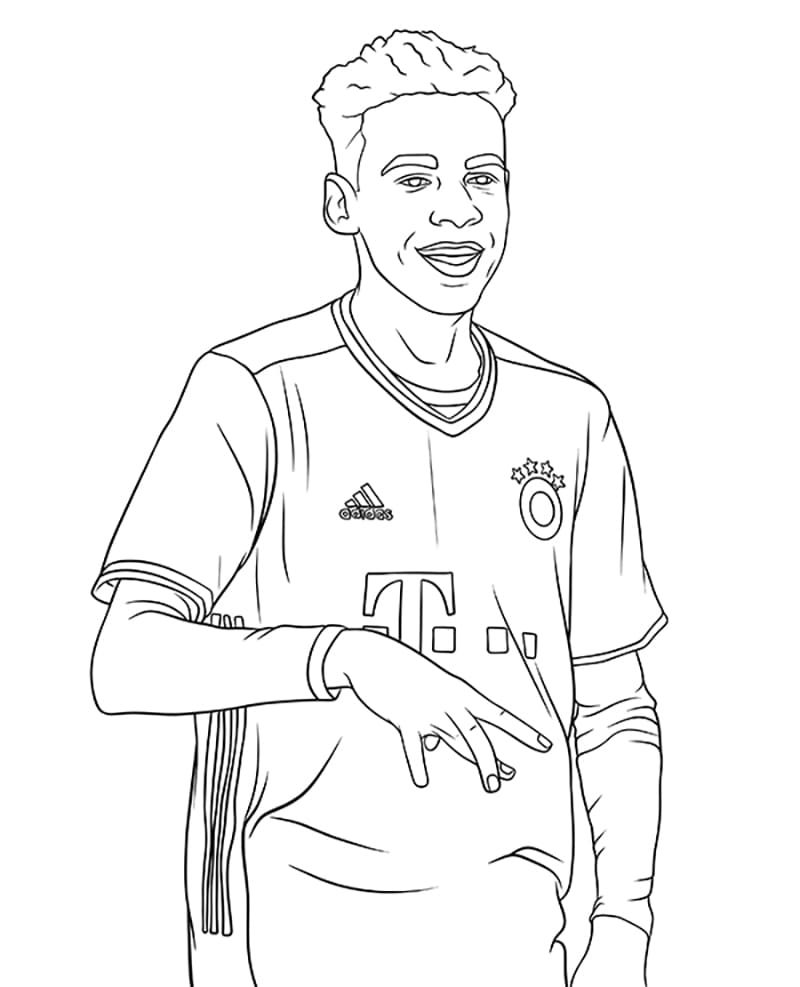 Tô màu Cầu Thủ Bóng Đá Jamal Musiala 1 Tô màu Cầu Thủ Bóng Đá Jamal Musiala cho bé tập tô