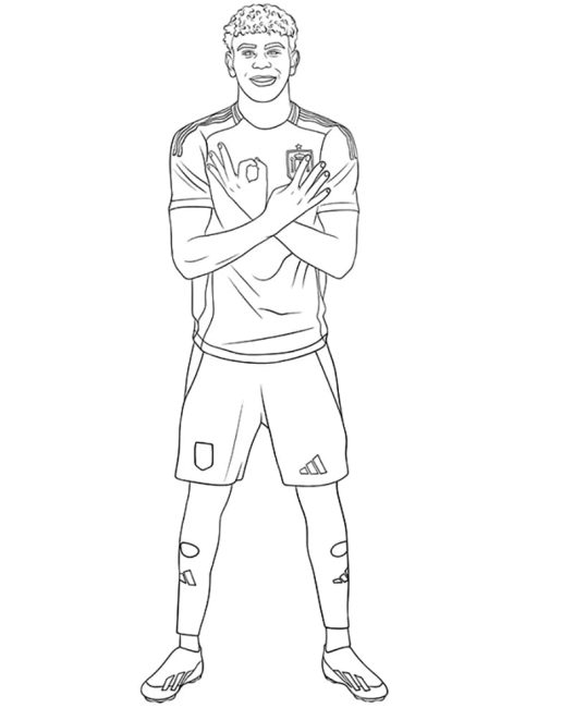Tô màu Cầu Thủ Bóng Đá Lamine Yamal cho bé tập tô