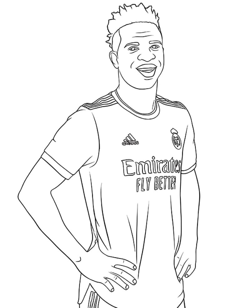 Tô màu Cầu Thủ Bóng Đá Vinicius Junior 1 Tô màu Cầu Thủ Bóng Đá Vinicius Junior cho bé tập tô