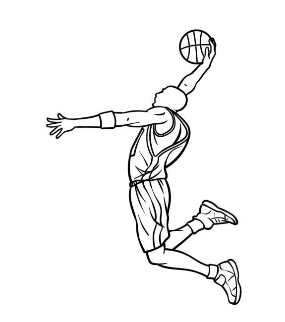 Tô màu Cầu Thủ Bóng Rổ Chuyên Nghiệp dễ thương cho bé