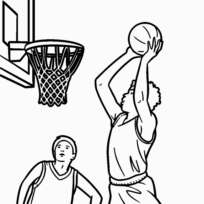 Tô màu Cầu Thủ Bóng Rổ Tấn Công cho bé tập tô