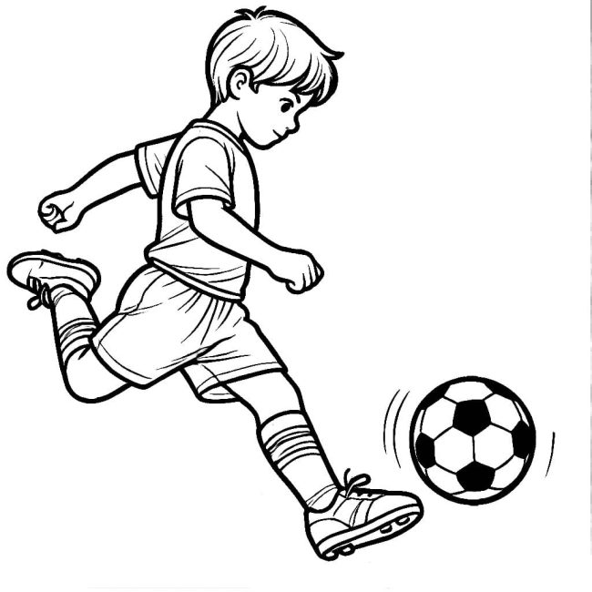 Tô màu Cầu Thủ Đang Sút Bóng dễ thương cho bé