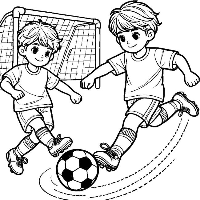 Tô màu Cầu Thủ Tranh Quả Bóng dễ thương cho bé