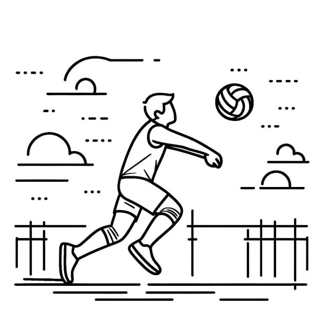 Tô màu Chàng Trai Đỡ Bóng Chuyền giúp bé rèn luyện khả năng tô màu