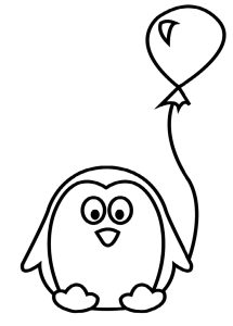 Tô màu chim cánh cụt và bóng bay giúp bé rèn luyện khả năng tô màu