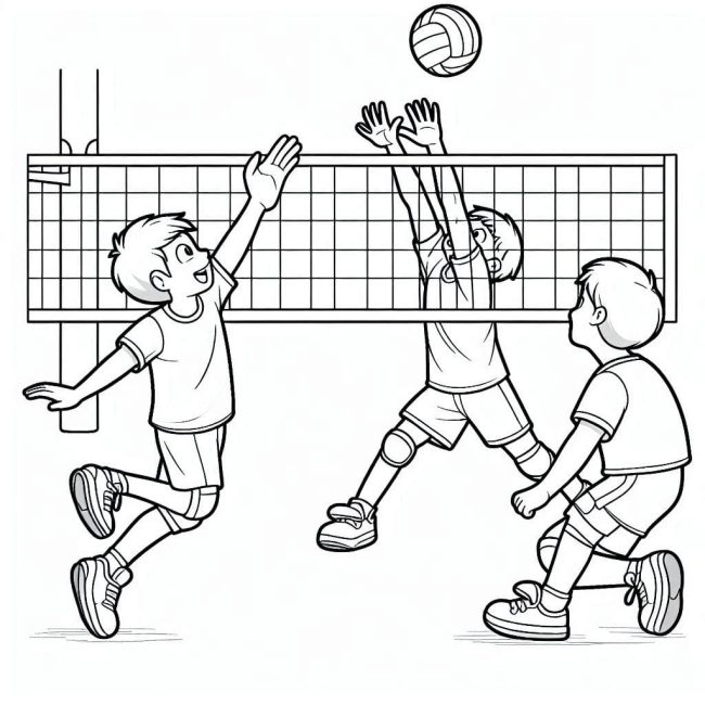 Tô màu Chơi Bóng Chuyền Vui Vẻ giúp bé rèn luyện khả năng tô màu