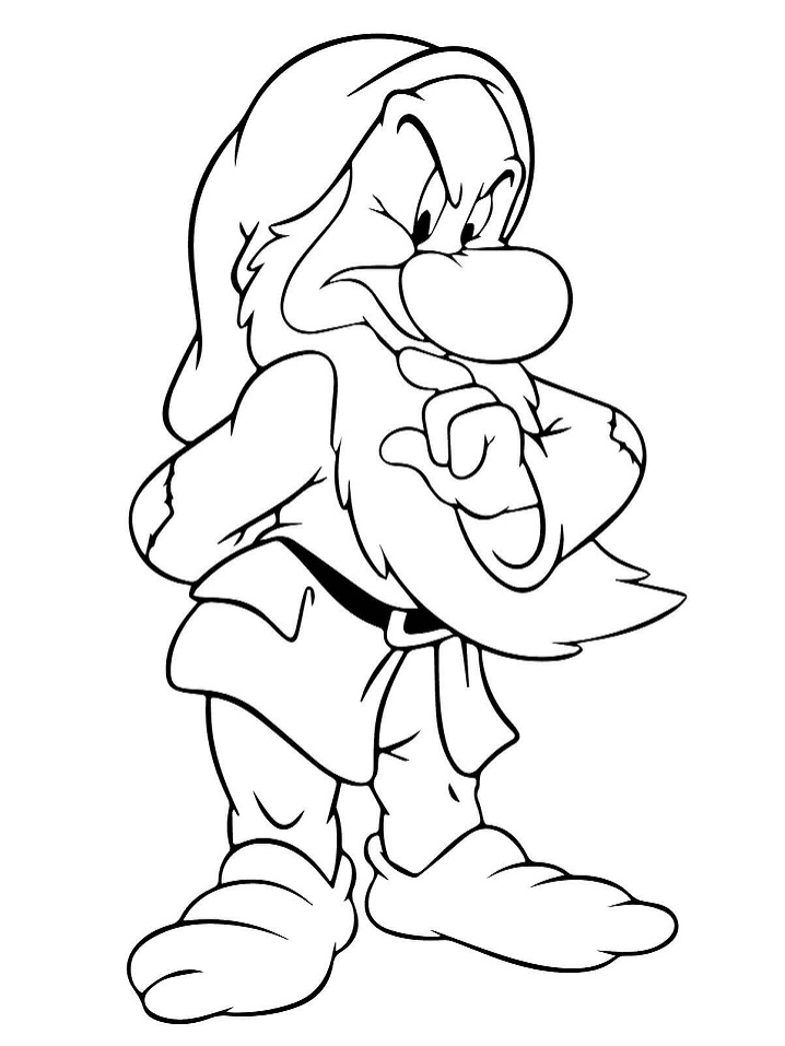 Tô màu chú lùn grumpy 1 Tô màu chú lùn grumpy cho bé tập tô