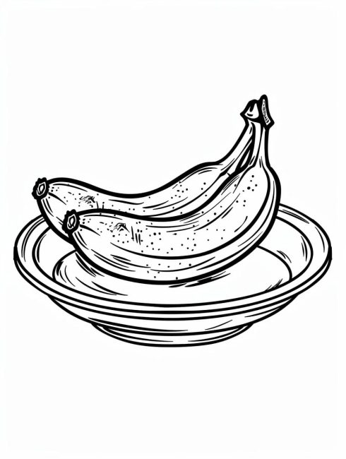 Tô màu Chuối Trên Đĩa dễ thương cho bé