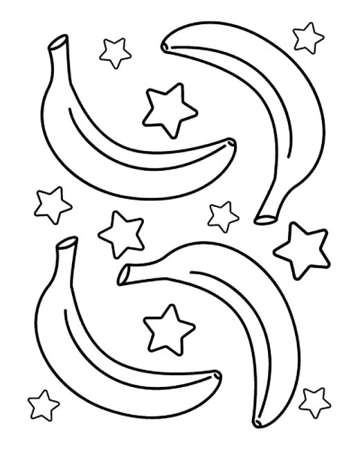 Tô màu Chuối Và Sao dễ thương cho bé