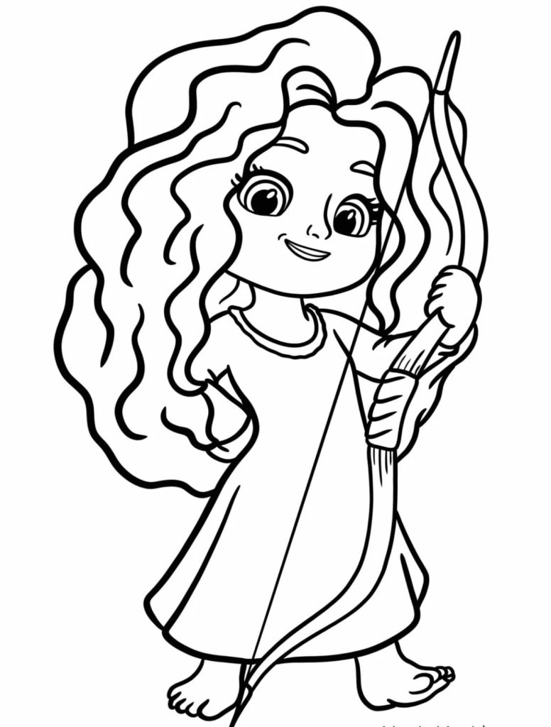 Tô màu Cô Bé Merida Dễ Thương 1 Tô màu Cô Bé Merida Dễ Thương dễ thương cho bé