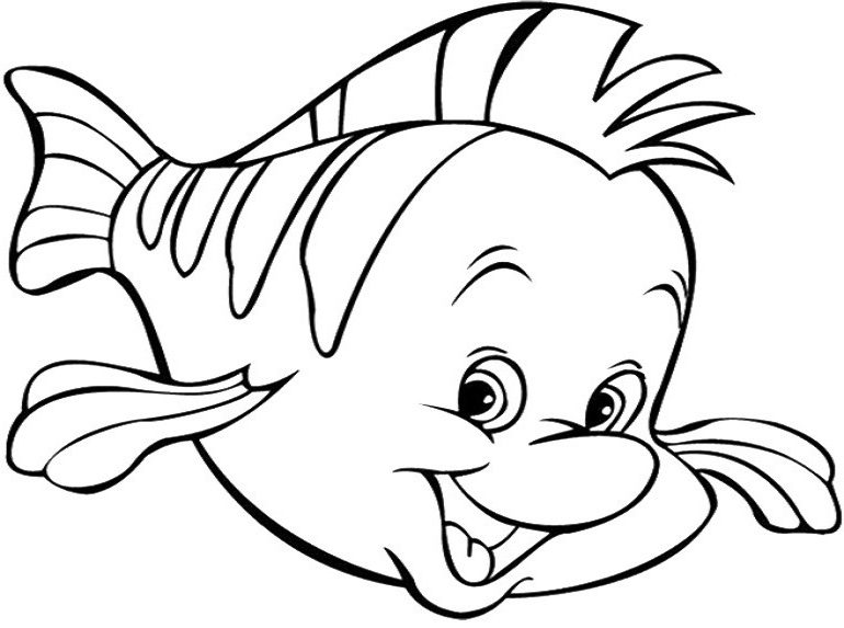 Tô màu con cá flounder vui vẻ 1 Tô màu con cá flounder vui vẻ dễ thương cho bé