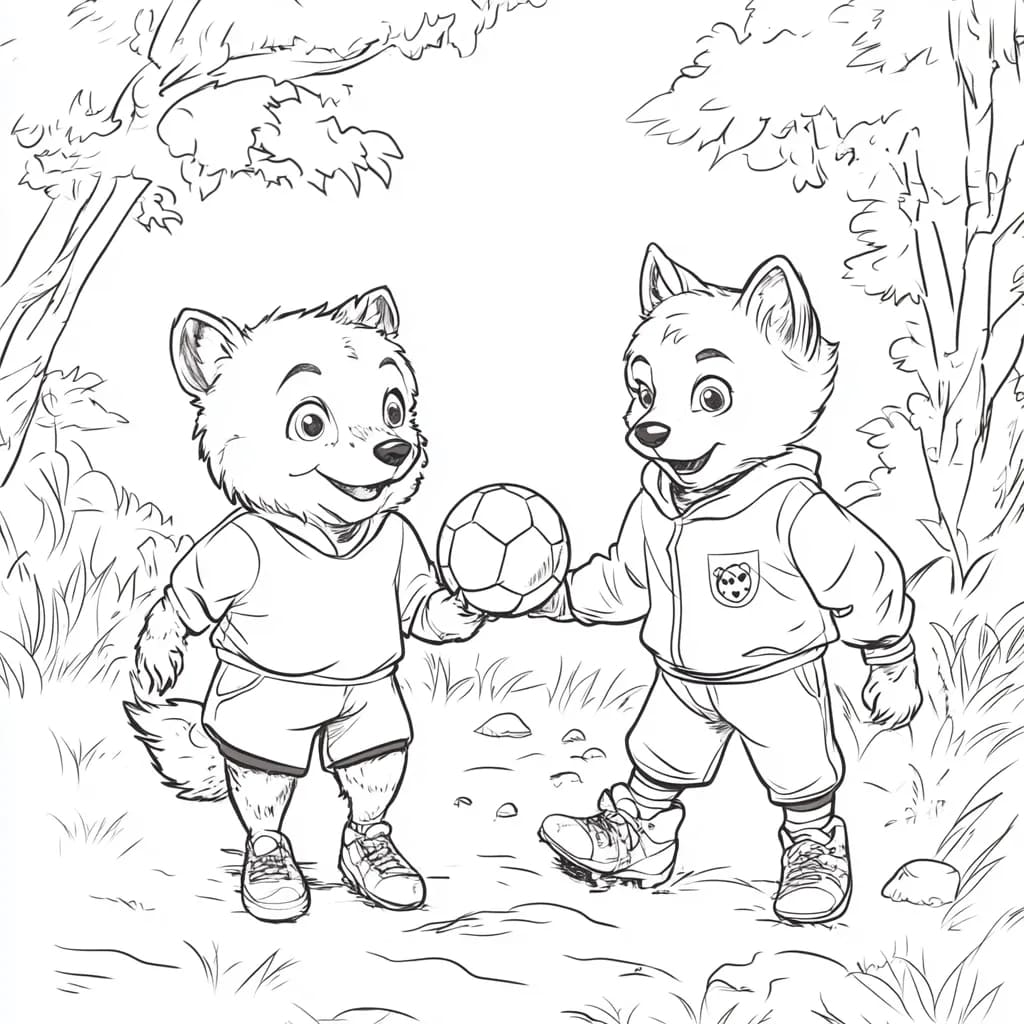 Tô màu Con Cáo Chơi Bóng 1 Tô màu Con Cáo Chơi Bóng cho bé tập tô