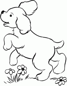 Tô màu con chó nhỏ đang vui chơi giúp bé rèn luyện khả năng tô màu