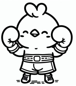 Tô màu Con Gà Boxing dễ thương cho bé