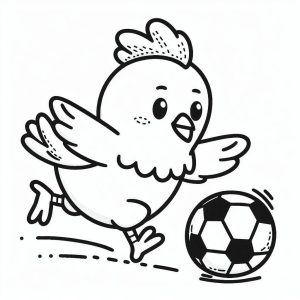 Tô màu Con Gà Đá Bóng dễ thương cho bé