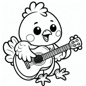Tô màu Con Gà Đánh Đàn giúp bé rèn luyện khả năng tô màu