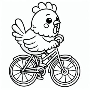 Tô màu Con Gà Đi Xe Đạp dễ thương cho bé