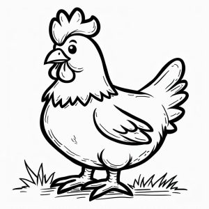 Tô màu Con Gà Đứng cho bé tập tô