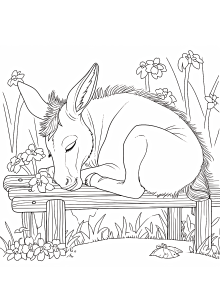 Tô màu Con Lừa Ngủ dễ thương cho bé