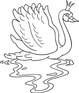 Tô màu Con Thiên Nga Đeo Vương Miện dễ thương cho bé