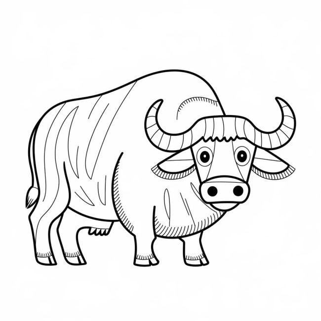 Tô màu Con Trâu Cách Điệu cho bé tập tô
