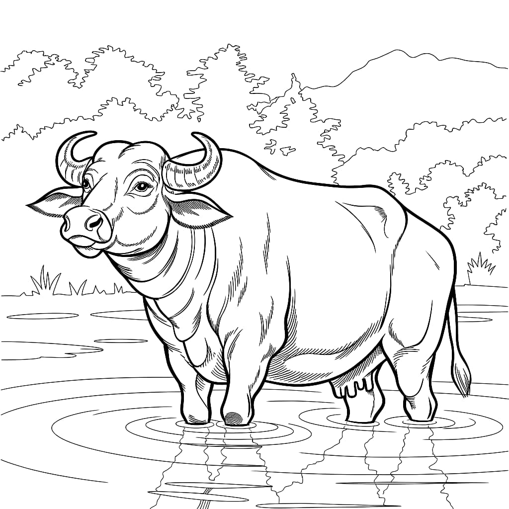 Tô màu Con Trâu Nước Trong Đầm Lầy 1 Tô màu Con Trâu Nước Trong Đầm Lầy giúp bé rèn luyện khả năng tô màu