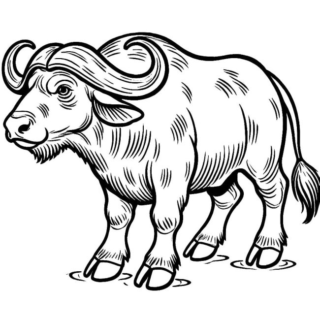 Tô màu Con Trâu Rừng Lớn cho bé tập tô