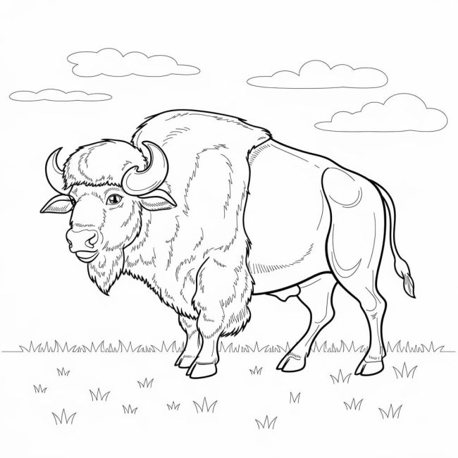 Tô màu Con Trâu Rừng Và Mây giúp bé rèn luyện khả năng tô màu