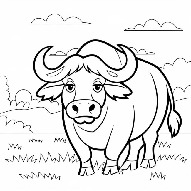 Tô màu Con Trâu Trên Đồng Cỏ giúp bé rèn luyện khả năng tô màu