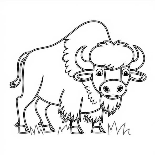 Tô màu Con Trâu Và Cỏ cho bé tập tô