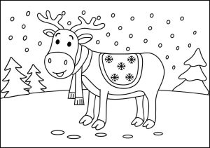 Tô màu Con Tuần Lộc Đeo Khăn dễ thương cho bé