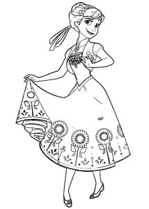 Tô màu Công Chúa Anna Trong Bộ Váy Đẹp dễ thương cho bé